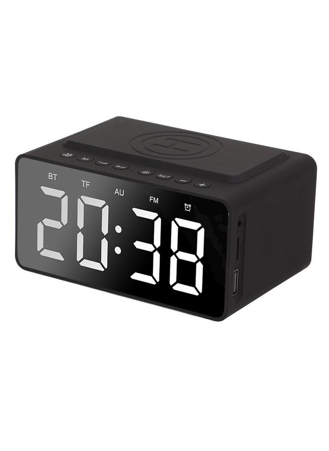 Digital Wireless Alarm Clock Mobile Phone Charging LED Mirror Electronic Memory Card Readable Black FM Alarm Clock