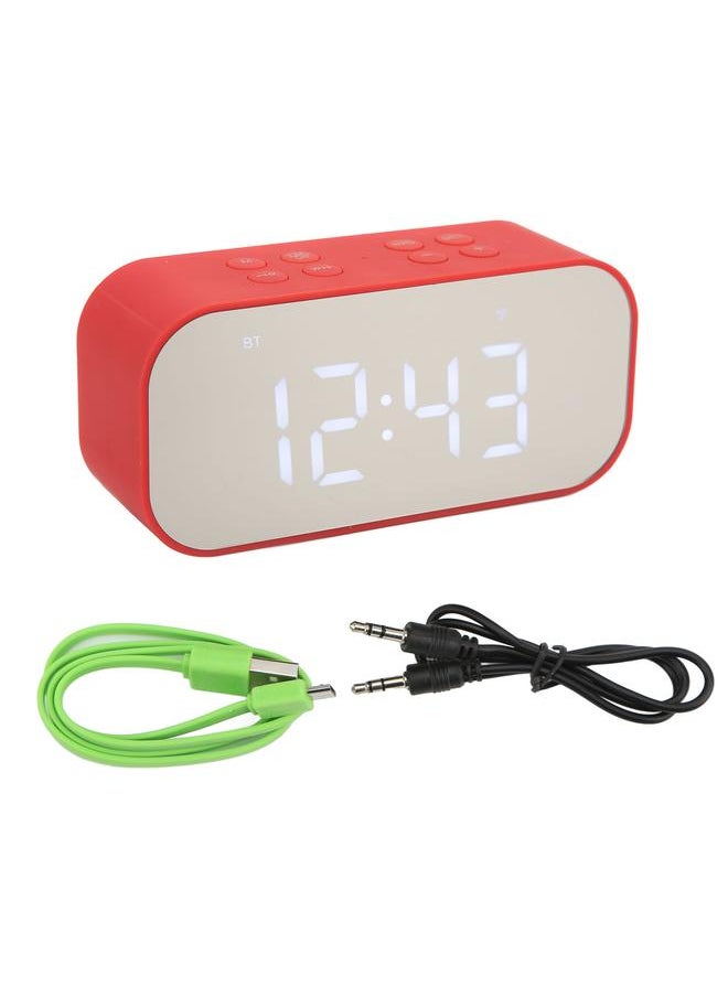 Alarm Clock Mirror Electronic Intelligent Noise Reduction 45MM Loudspeaker Double Speaker Digital Dual Alarm Clock Red