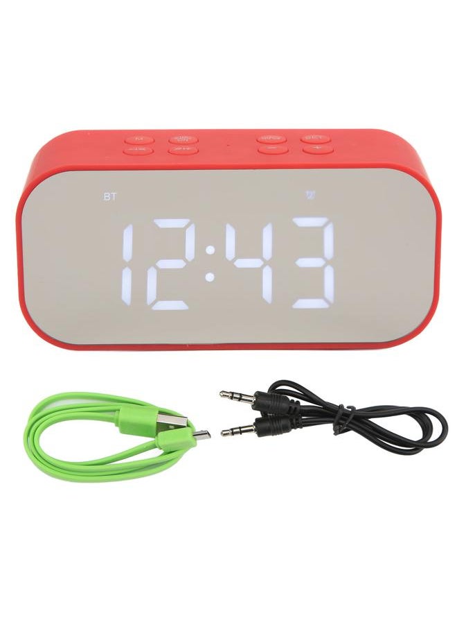 Alarm Clock Mirror Electronic Intelligent Noise Reduction 45MM Loudspeaker Double Speaker Digital Dual Alarm Clock Red