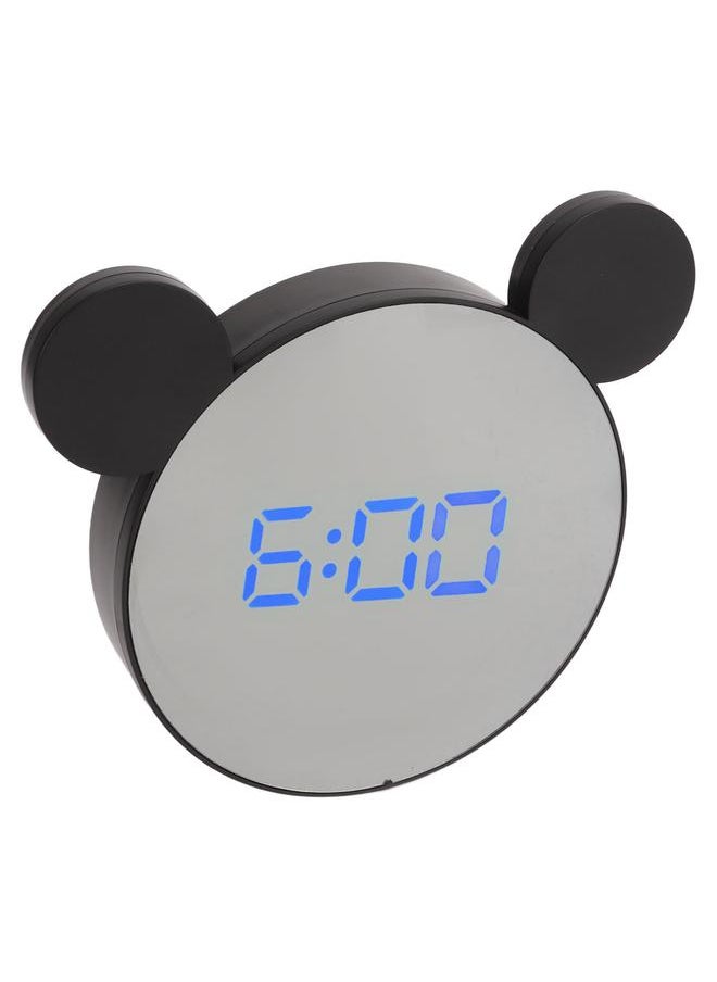 Mirror Alarm Clock 2 Level Brightness Adjustment Ear Design LED Mirror Digital Alarm Clock for Home Desks Bedroom Blue Light