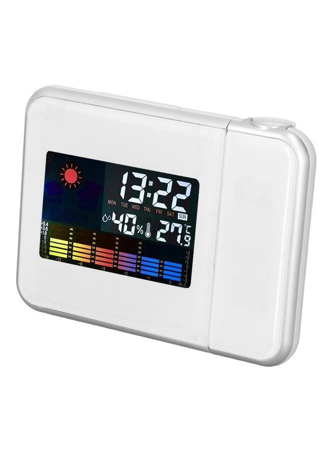 Weather Station Clock Temperature Humidity LCD Color Display LED Backlight Snooze Function Projection Alarm Clock White Without Wiring