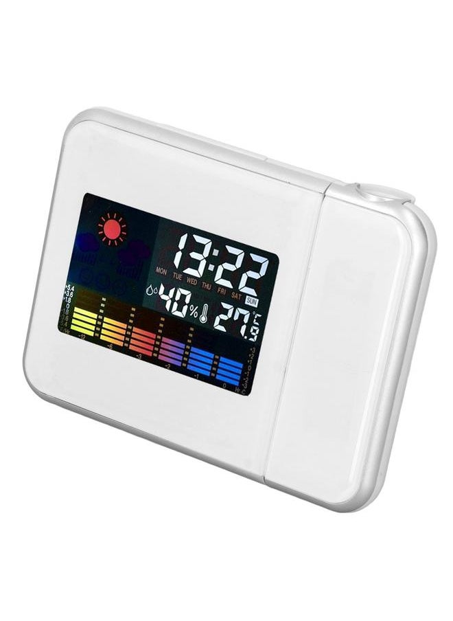 Weather Station Clock Temperature Humidity LCD Color Display LED Backlight Snooze Function Projection Alarm Clock White Without Wiring