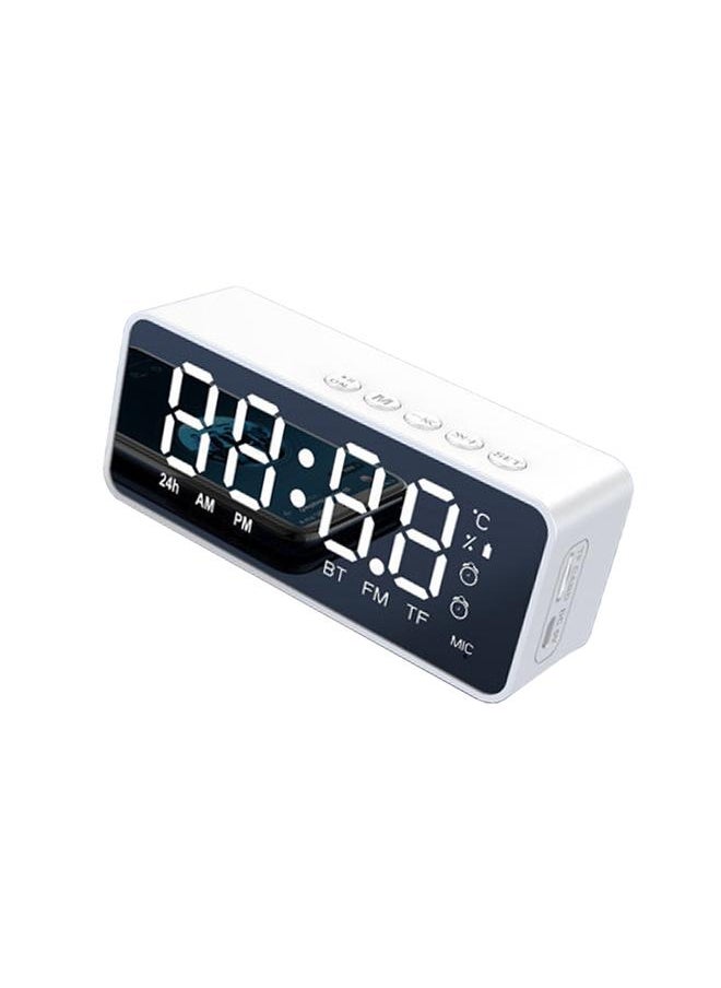 Digital Alarm Clock with BT Speaker, Mirror LED Display Clock with Dual Alarms for Bedroom HIFI Speaker Support TF Card