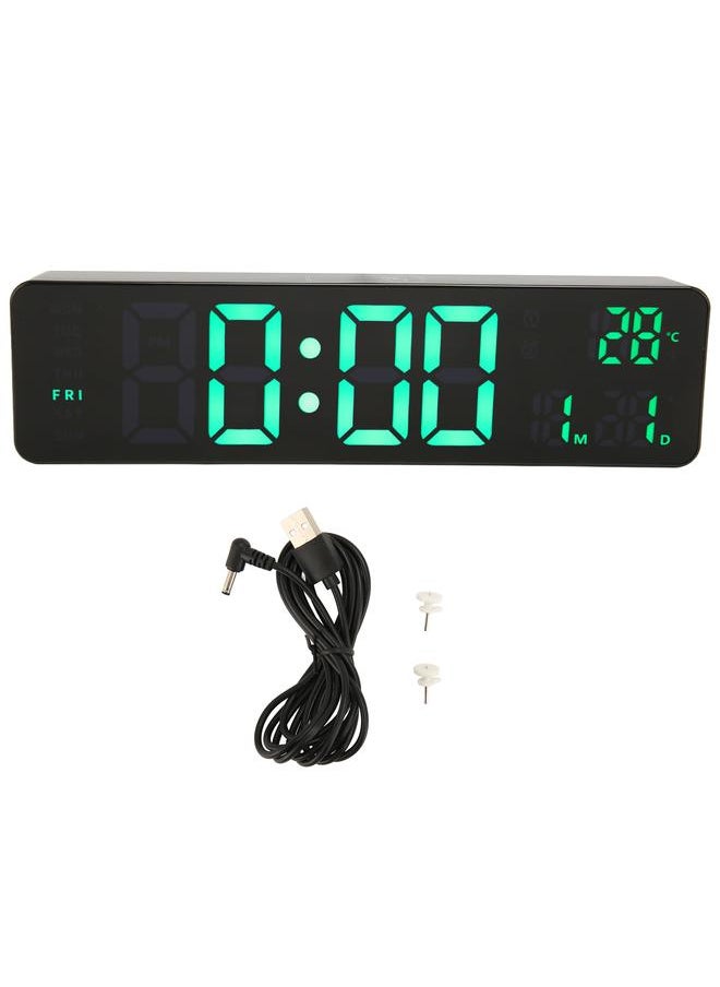 Digital Alarm Clock 10in 12/24H Temperature Display Battery Powered Quiet Green Backlit LED Clock for Bedroom Office