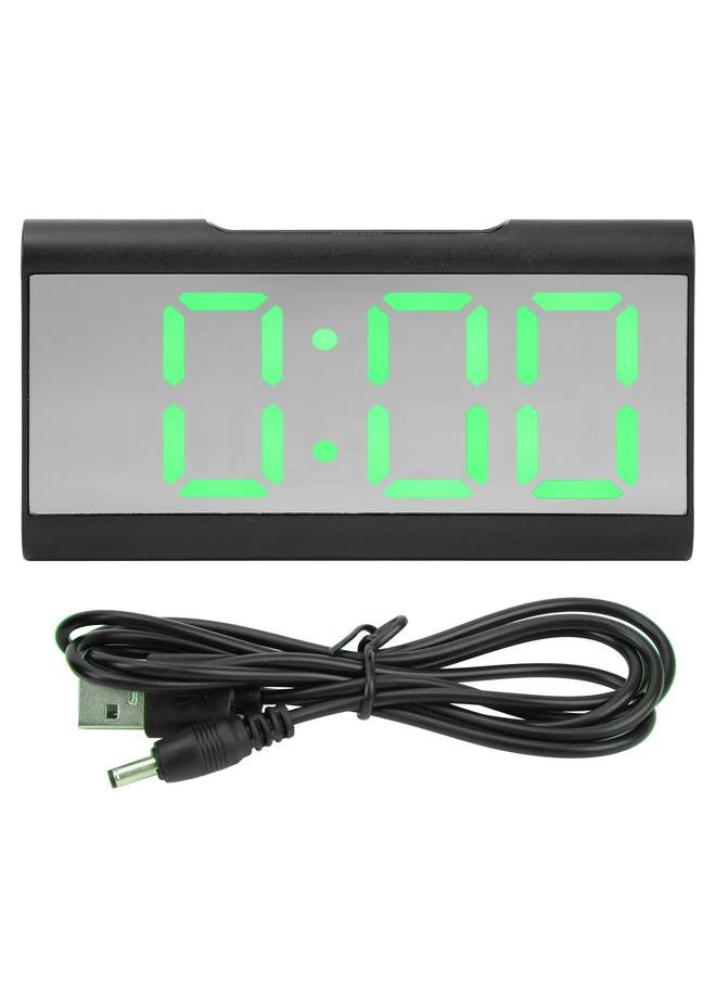 Alarm Clock LED Digital Display Mirror USB Charging Desktop Clock for Bedroom Home Office SchoolGreen
