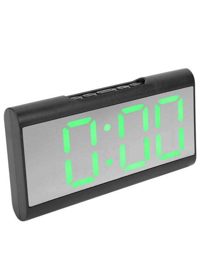 Alarm Clock LED Digital Display Mirror USB Charging Desktop Clock for Bedroom Home Office SchoolGreen