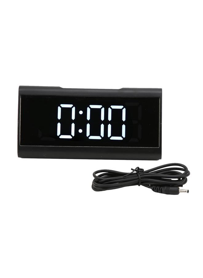 Mirror Clock LED Digital Mute Luminous Black Alarm Clock with USB Cable for Children Adults Bedroom Office Home SchoolWhite