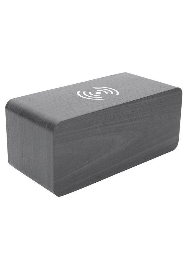 Wooden Clock Alarm Mobile Phone Wireless Charging Wood Voice Control MultifunctionalBlack Wooden Green Light