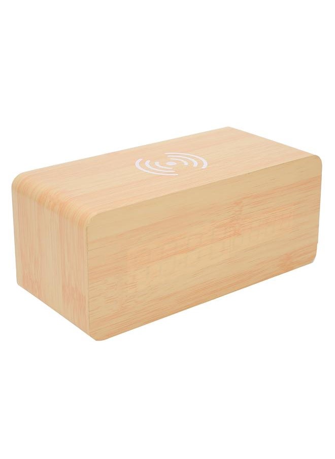 Wooden Clock Alarm Mobile Phone Wireless Charging Wood Voice Control MultifunctionalBamboo Wooden Green Light