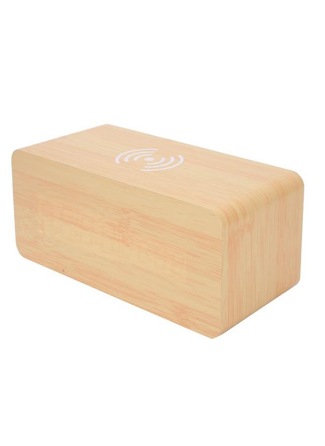 Wooden Clock Alarm Mobile Phone Wireless Charging Wood Voice Control MultifunctionalBamboo Wooden Green Light