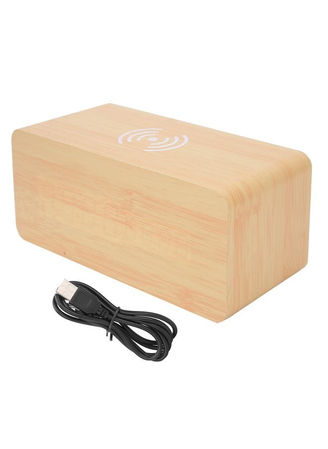 Wooden Clock Alarm Mobile Phone Wireless Charging Wood Voice Control MultifunctionalBamboo Wooden Red Light