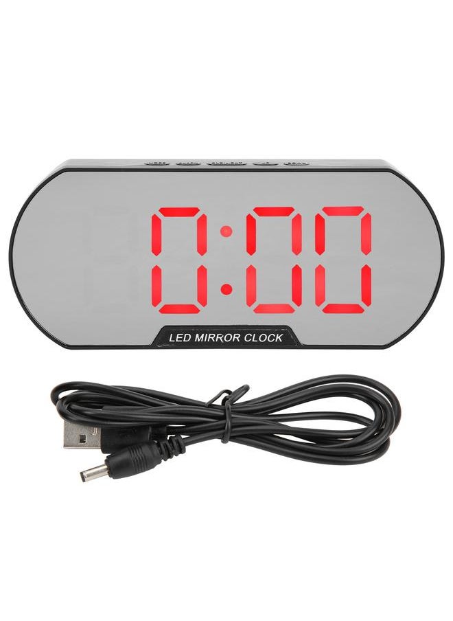 Alarm Clock LED Digital Display Makeup Mirror USB Battery Clock for Children Elderly Bedroom Office Home SchoolRed