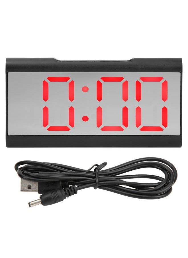 Alarm Clock LED Digital Display Mirror USB Charging Desktop Clock for Bedroom Home Office SchoolRed