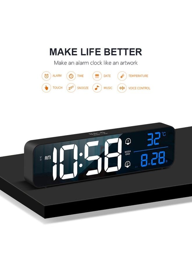 LED Digital Alarm Clock for Bedroom Electronic Clock with Thermometer 2 Alarms Snooze Function 5 Level Brightness Wall Mount Mirror Clocks USB for Bedside Desk Office