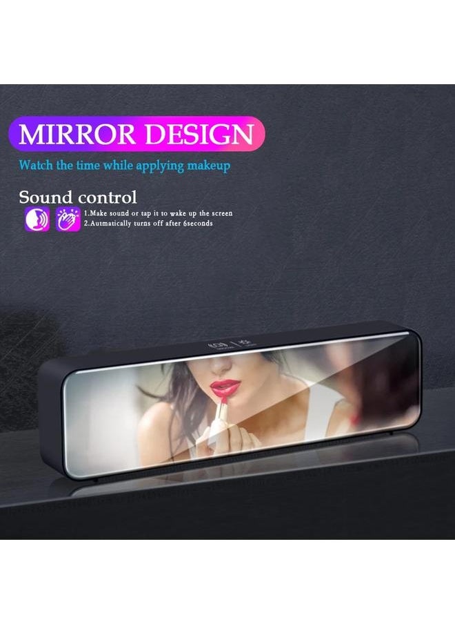 LED Digital Alarm Clock for Bedroom Electronic Clock with Thermometer 2 Alarms Snooze Function 5 Level Brightness Wall Mount Mirror Clocks USB for Bedside Desk Office