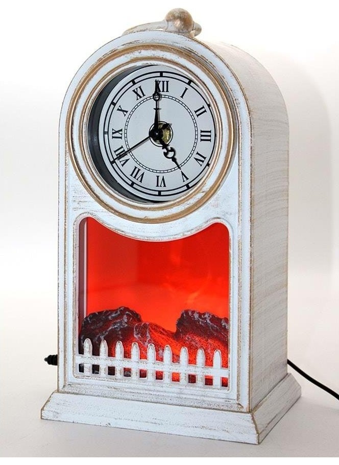 Led Lighted Fireplace with Clock