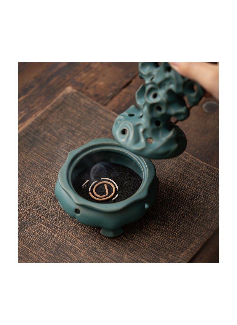 Taihu stone incense burner ceramic crafts incense ornaments Reflux incense burner creative home incense plug incense (brown)