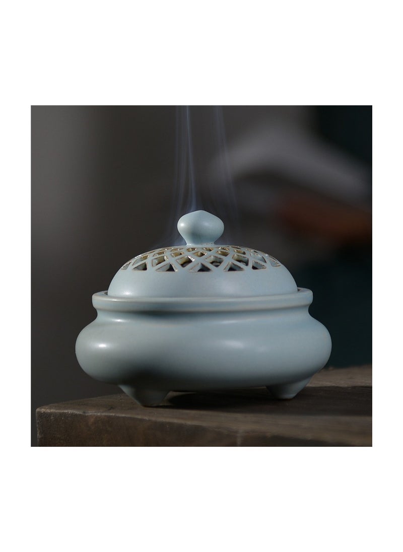 Ceramic sandalwood furnace crafts ornaments Reflux incense burner/No.1 sky blue incense burner (with fireproof cotton