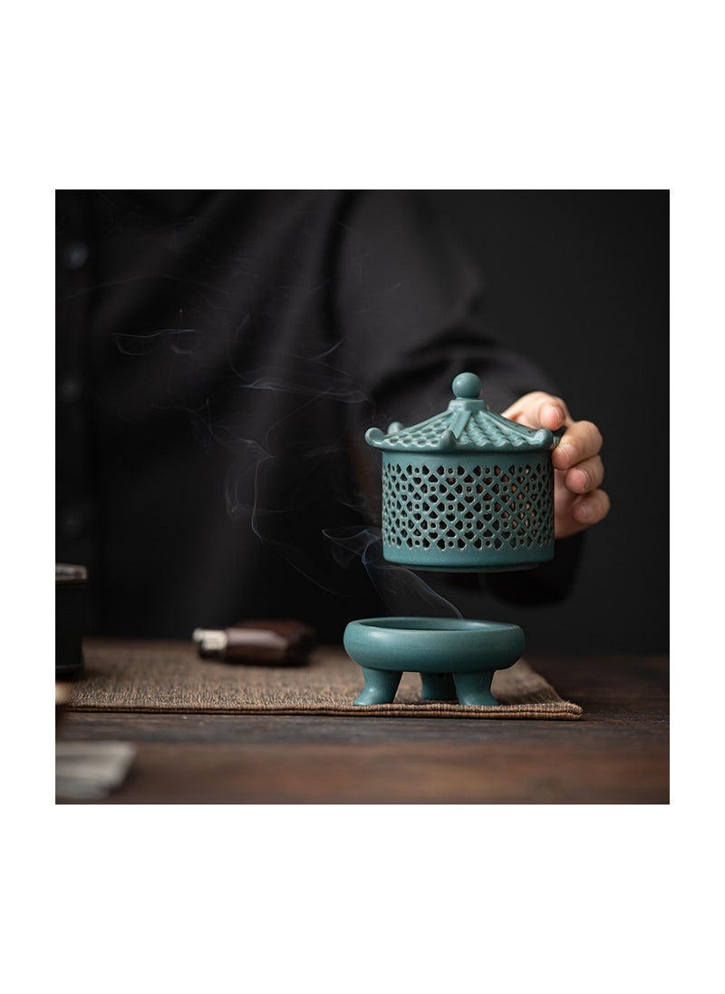 Ancient pagoda incense burner ceramic crafts incense ornaments Reflux incense burner (brown)