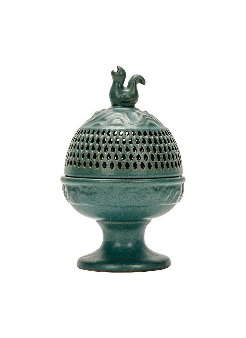 Boshan furnace ceramic antique incense burner home incense burner Zen incense sandalwood Zen incense incense incense ornaments /166# Boshan furnace (green)