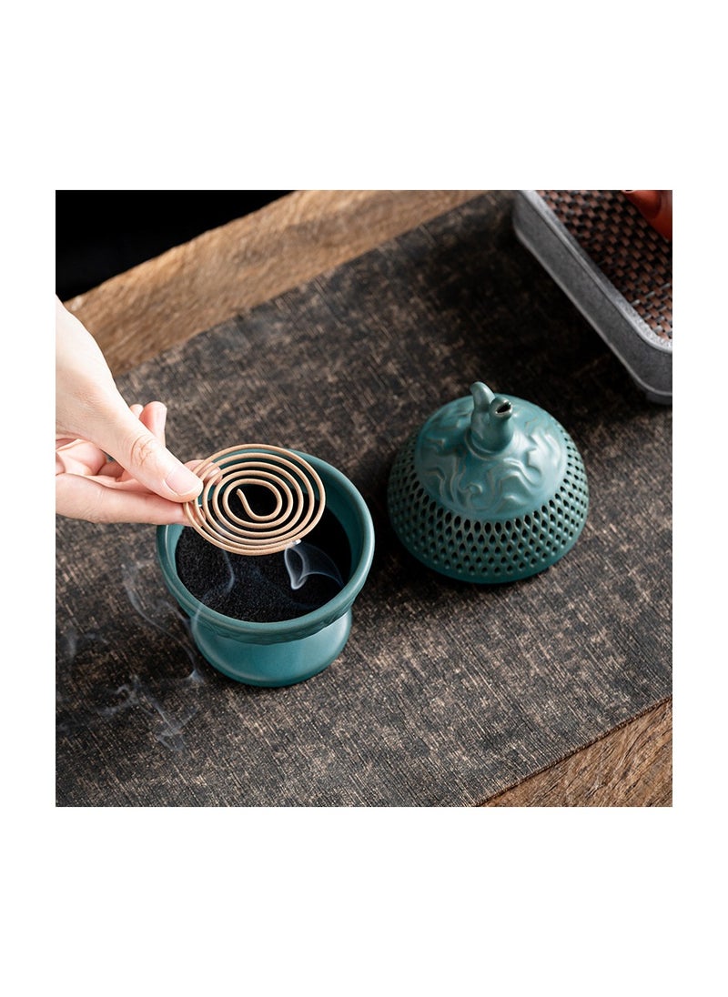 Boshan furnace ceramic antique incense burner home incense burner Zen incense sandalwood Zen incense incense incense ornaments /166# Boshan furnace (green)