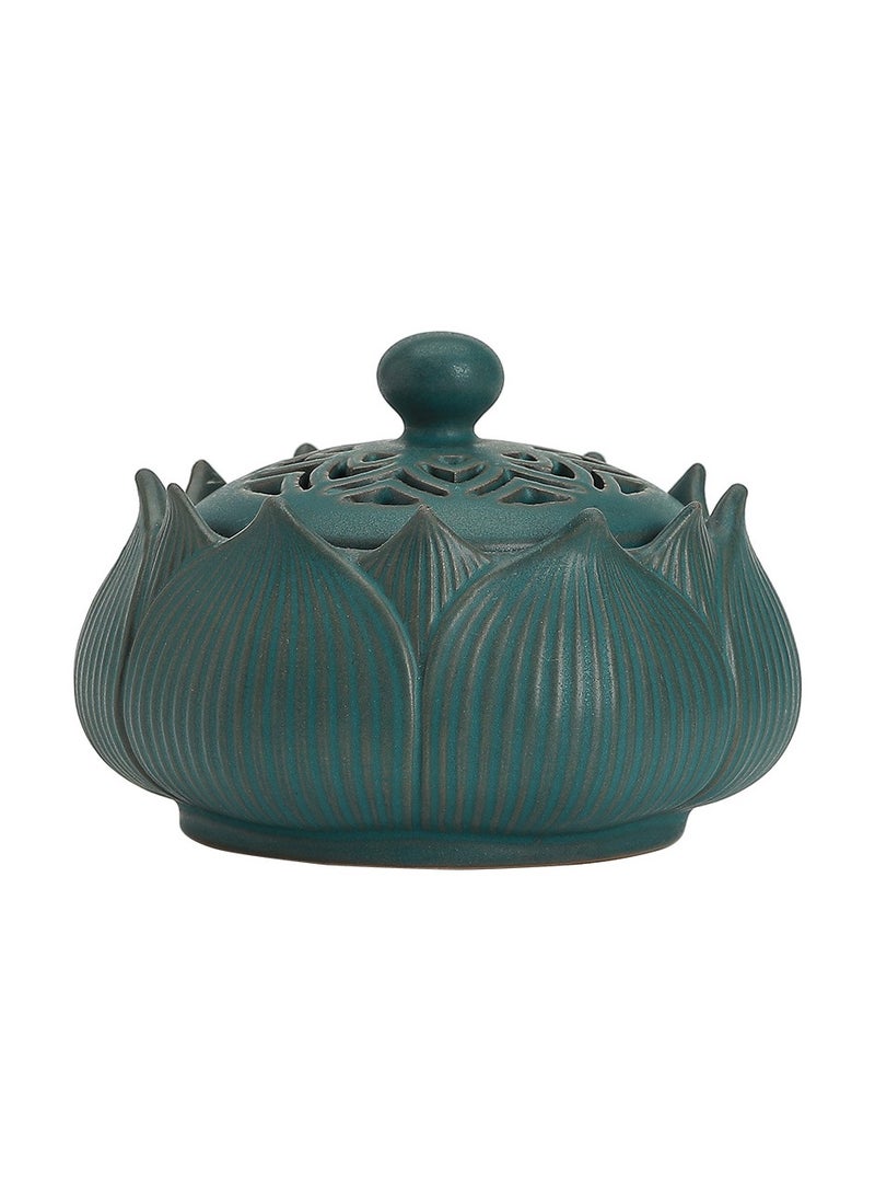 Ceramic Lotus incense burner sandalwood home incense ornaments Lotus incense burner/green