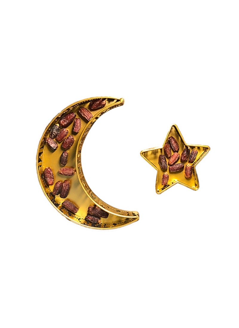 Snack tray Ramadan holiday supplies meal wrought iron fruit bowl mold moon/gold