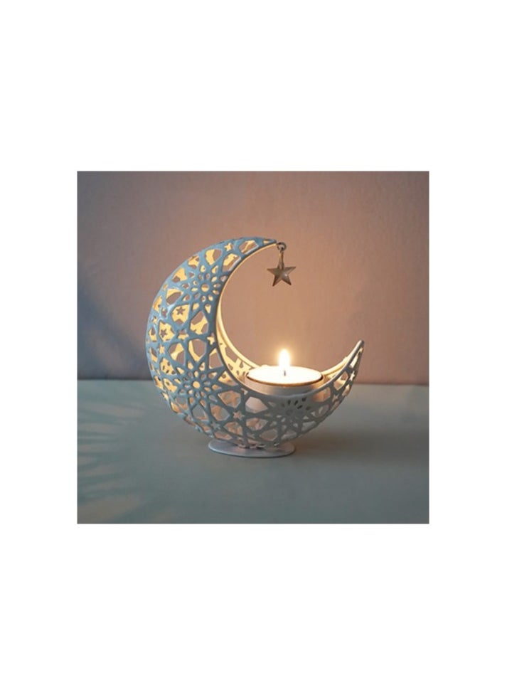 Moon aromatherapy candlestick ornaments crafts decorative home moon candle creative hollow metal/white