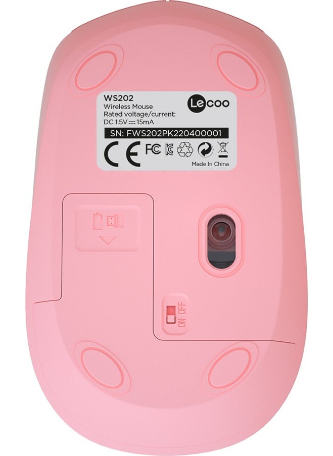 WS202 Wireless 1200DPI 4-Button Optical Mouse Pink