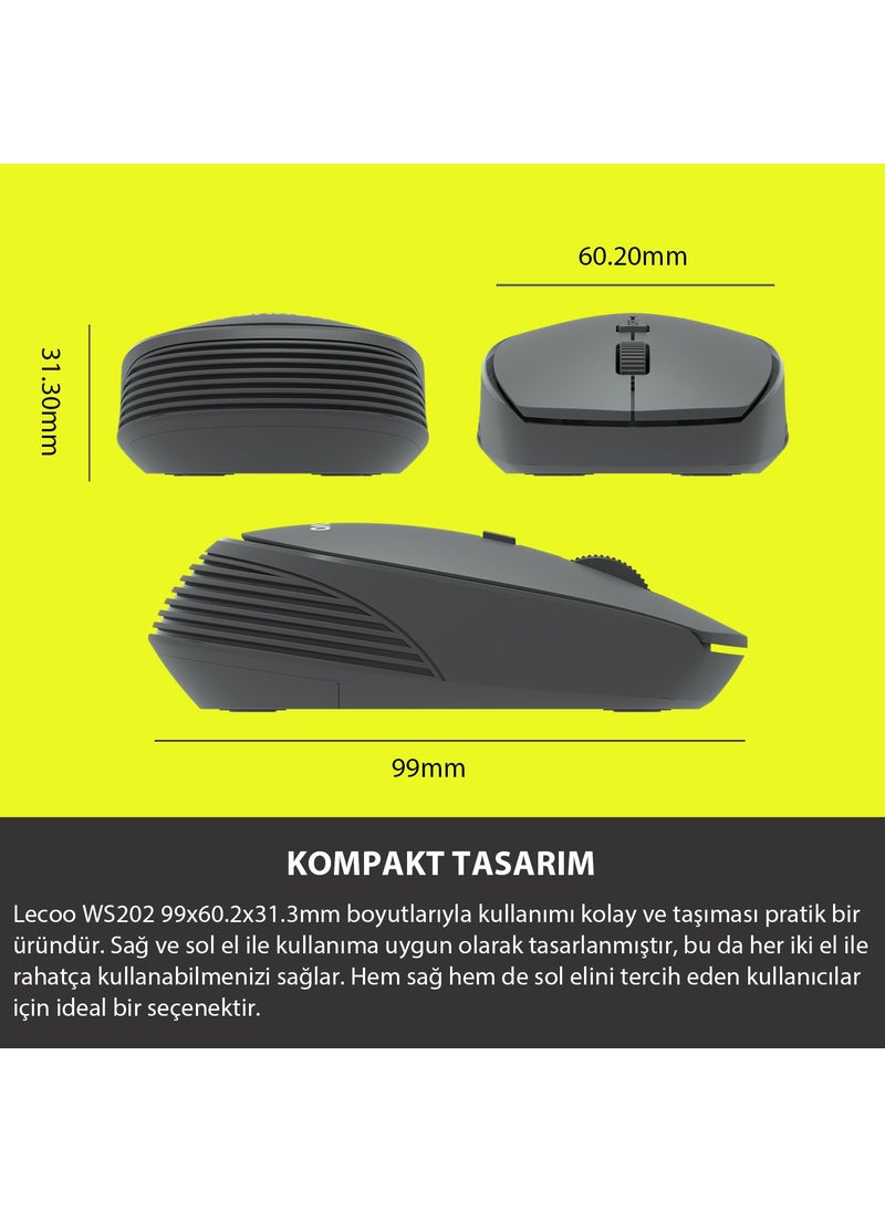 Lenovo WS202 Wireless 1200DPI 4-Button Optical Mouse Gray