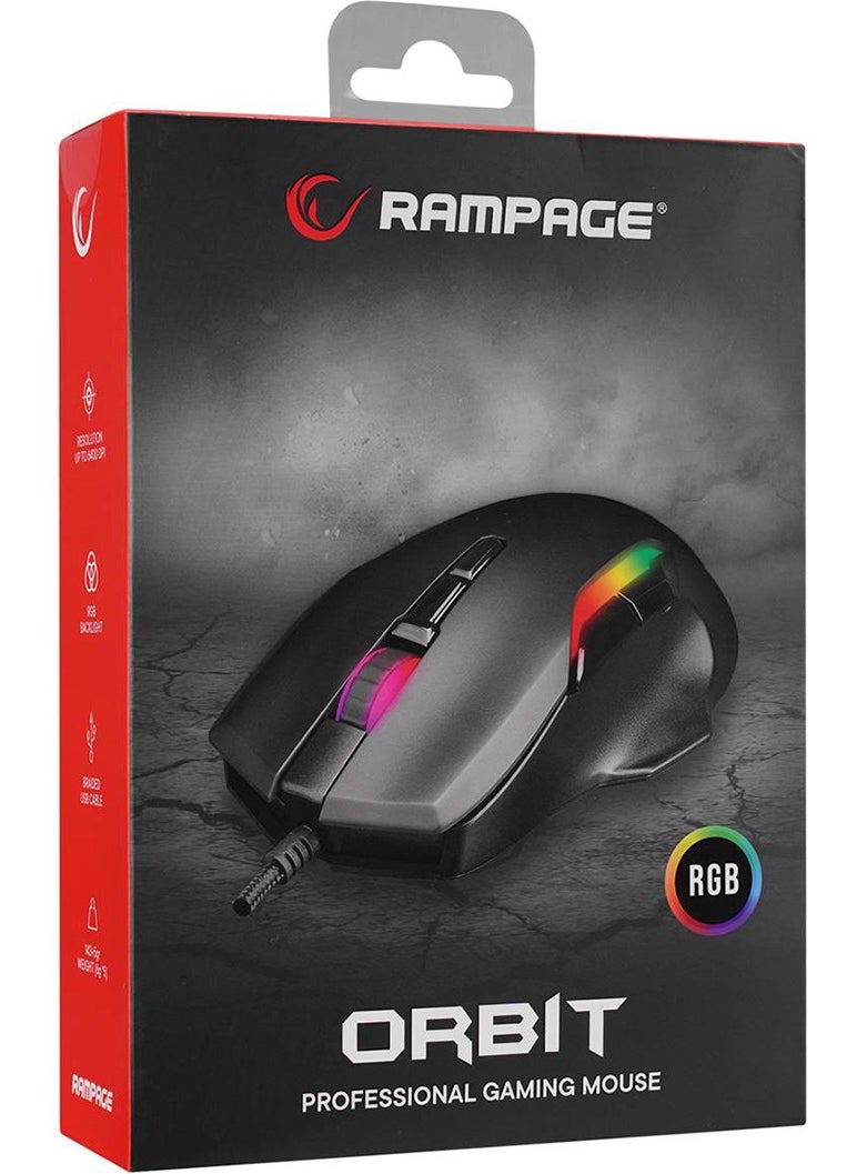 SMX-R45 ORBIT RGB LED Macro 6400 DPi Drag Click Gaming Pro Gaming Mouse