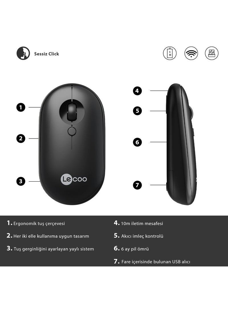 Lenovo WS212 Wireless 1600DPI 4-Button Optical Mouse Black