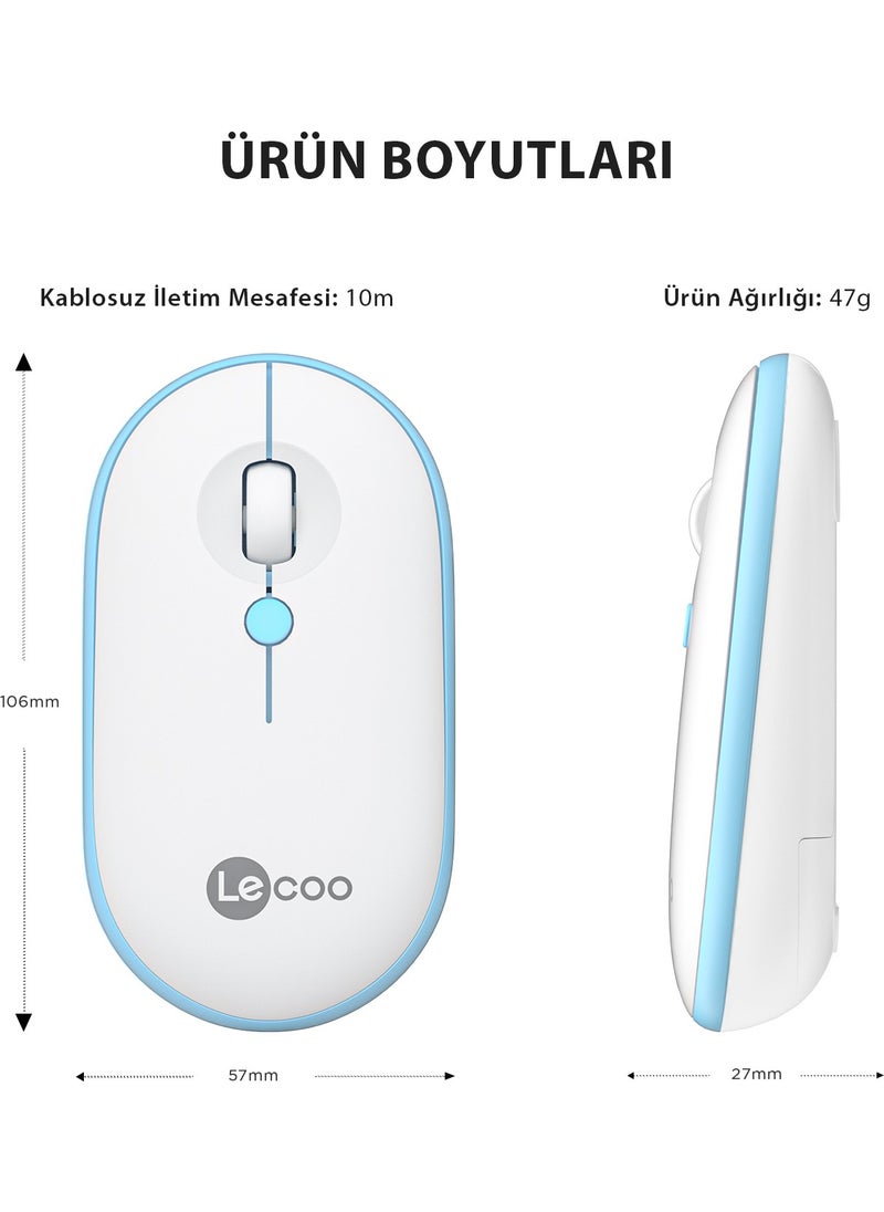 WS212 Wireless 1600DPI 4-Button Optical Mouse White & Blue