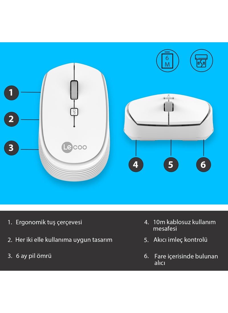 WS202 Wireless 1200DPI 4-Button Optical Mouse White