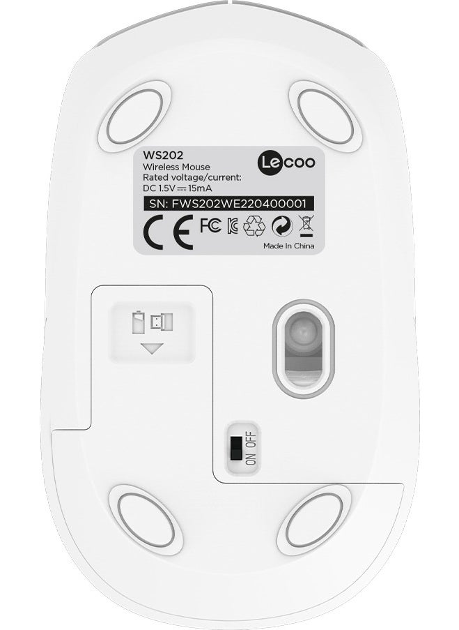 WS202 Wireless 1200DPI 4-Button Optical Mouse White