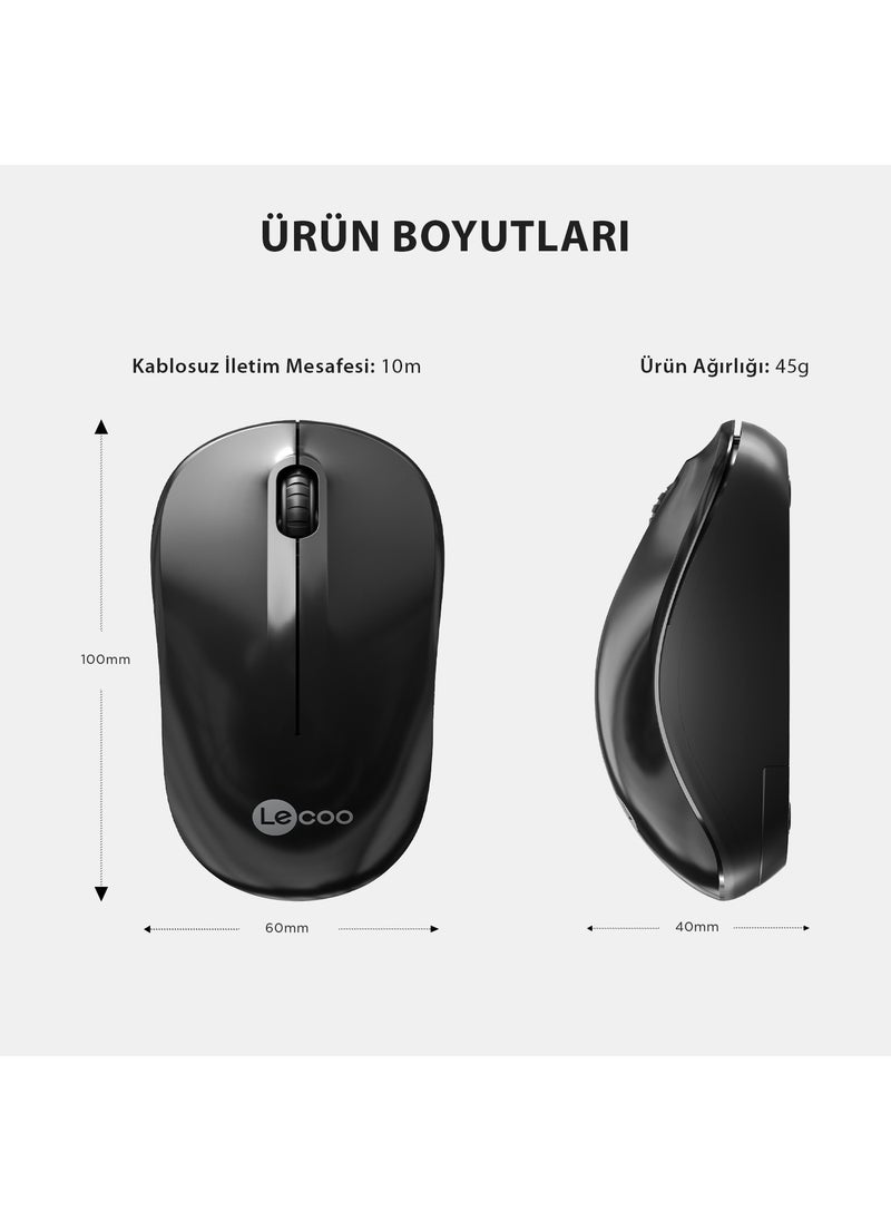 WS206 Wireless 1200DPI 3-Button Optical Mouse Black