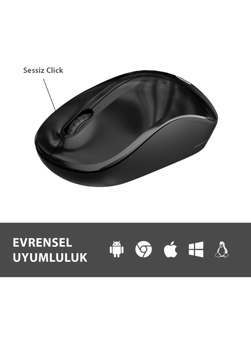 WS206 Wireless 1200DPI 3-Button Optical Mouse Black