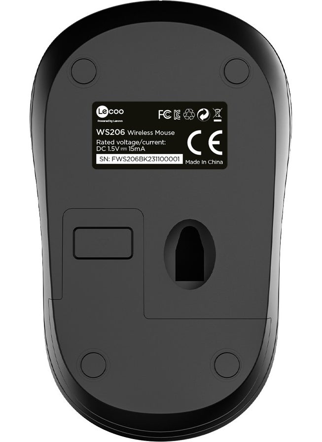 WS206 Wireless 1200DPI 3-Button Optical Mouse Black