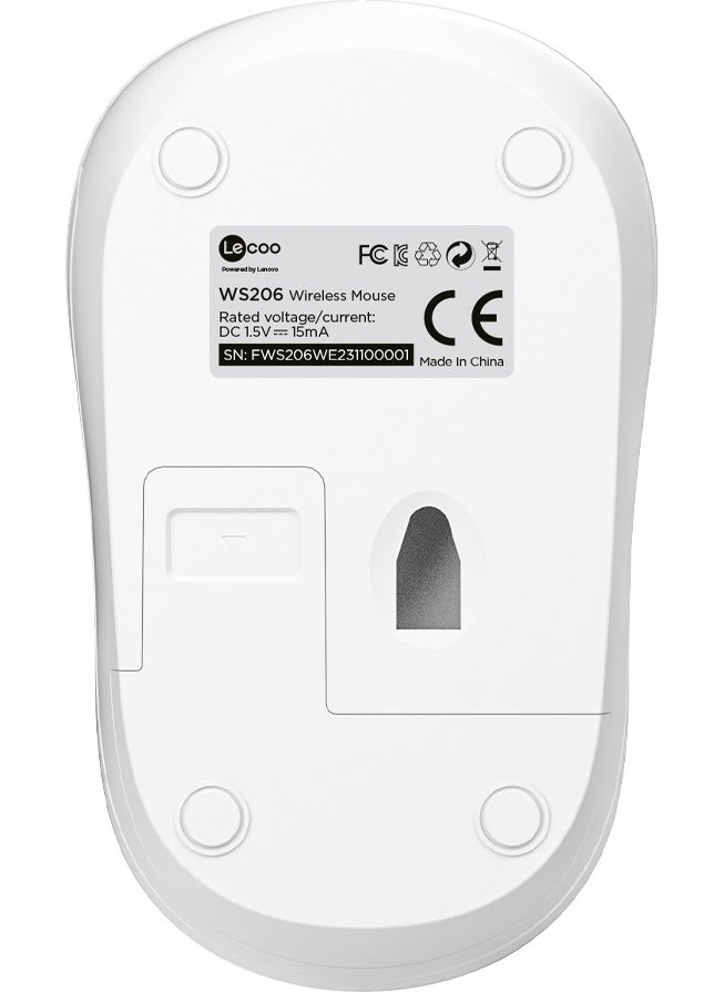 WS206 Wireless 1200DPI 3-Button Optical Mouse White