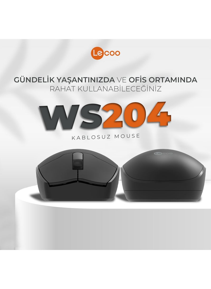 WS204 Wireless 1200DPI 3-Button Optical Black Mouse