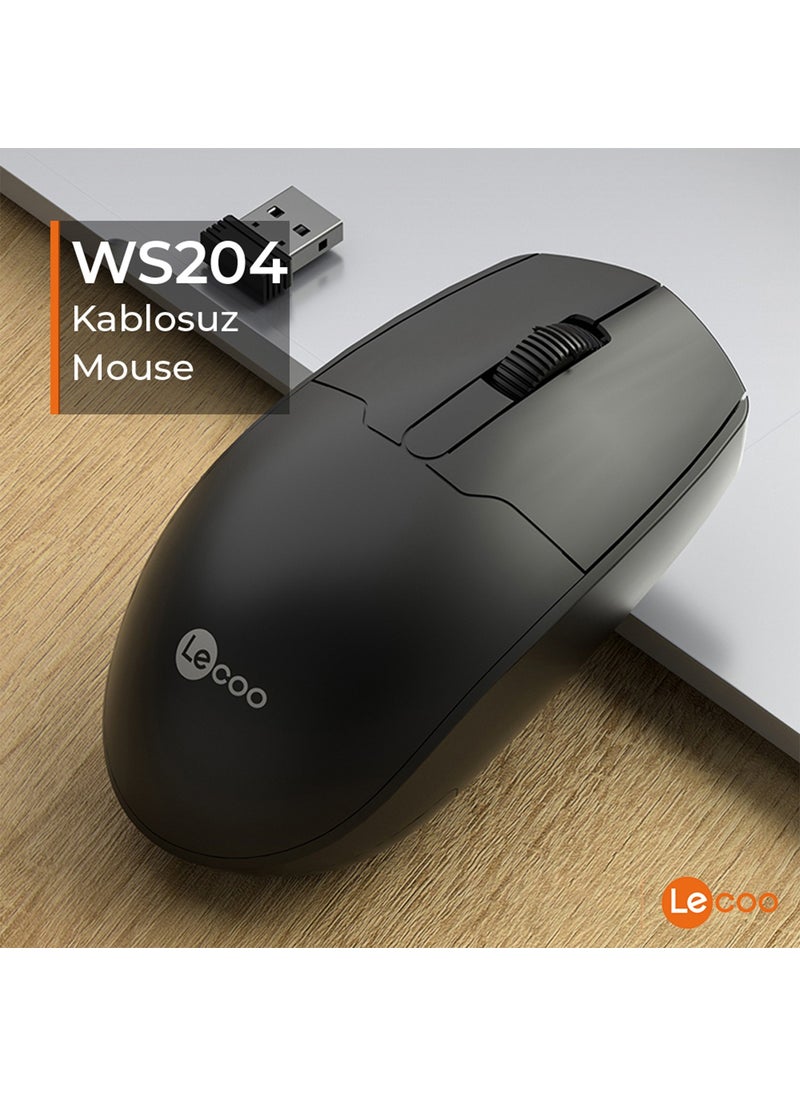WS204 Wireless 1200DPI 3-Button Optical Black Mouse