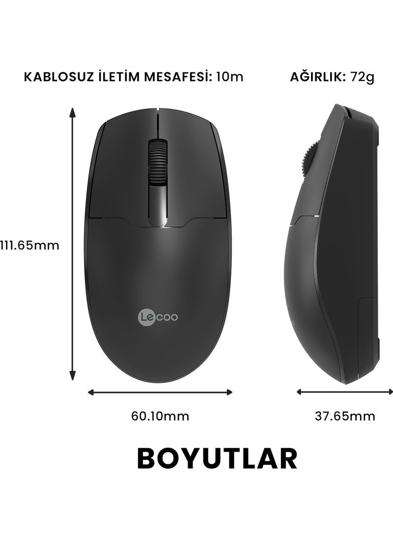 WS204 Wireless 1200DPI 3-Button Optical Black Mouse