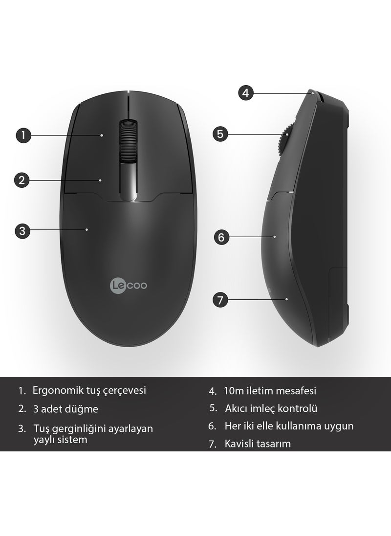 WS204 Wireless 1200DPI 3-Button Optical Black Mouse