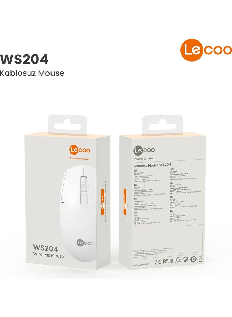 WS204 Wireless 1200DPI 3-Button Optical Mouse White