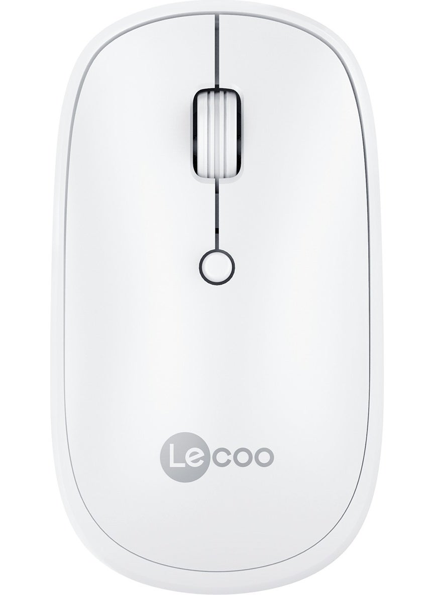 Lenovo WS209 Dual Mode 2.4GHz WiFi + Bluetooth 6-Button 1600DPI Rechargeable Silent Compact Wireless Optical Mouse White