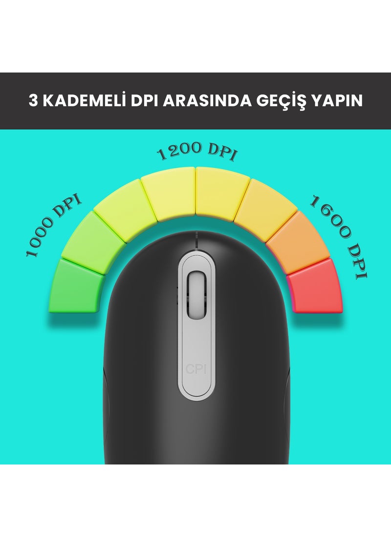 Lenovo WS207 Rechargeable Wireless 1600DPI 4-Button Silent Compact Optical Mouse Black