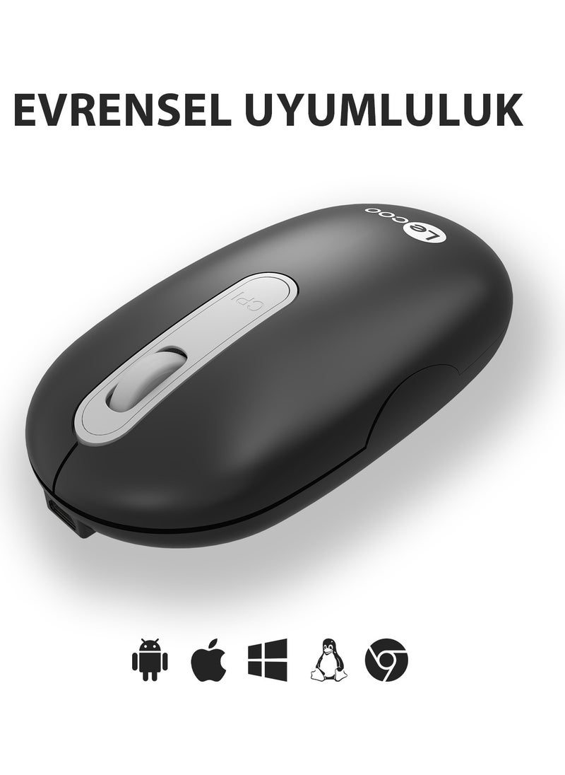 Lenovo WS207 Rechargeable Wireless 1600DPI 4-Button Silent Compact Optical Mouse Black