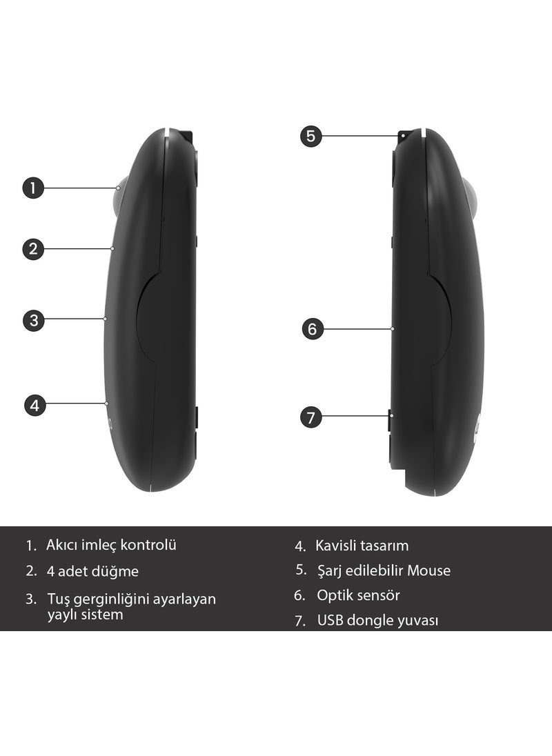 Lenovo WS207 Rechargeable Wireless 1600DPI 4-Button Silent Compact Optical Mouse Black