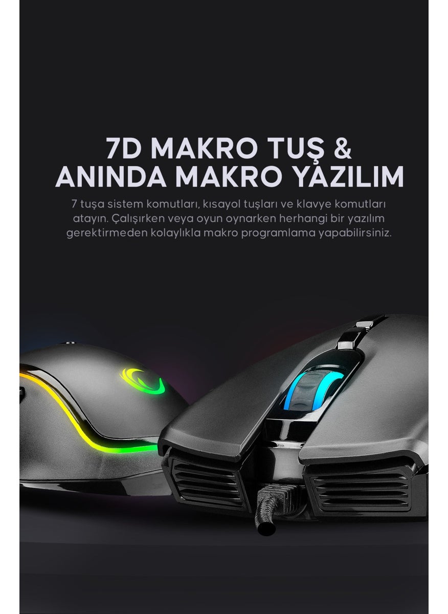 Smx-R27 Voyager USB RGB Illuminated Macro 7200 Dpi Gaming Mouse