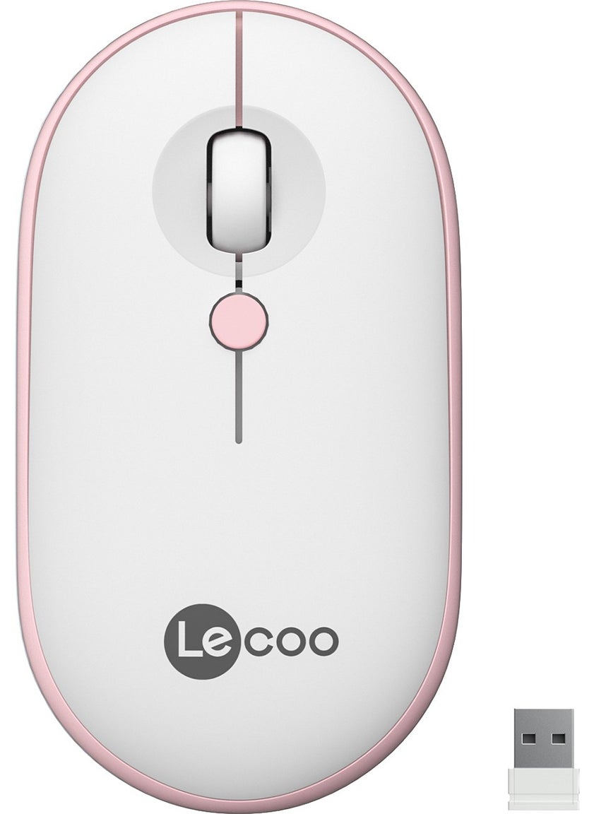Lenovo WS212 Wireless 1600DPI 4-Button Optical Mouse White & Pink
